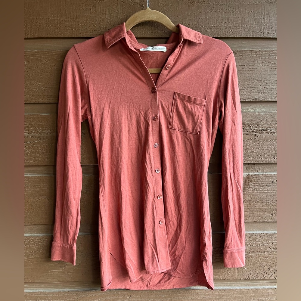 Peruvian Connection long sleeve button down Pima cotton blend shirt XS EUC